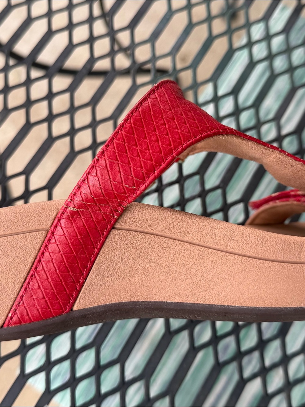 Vionic Red Textured Slide Sandals - Picture 6 of 7